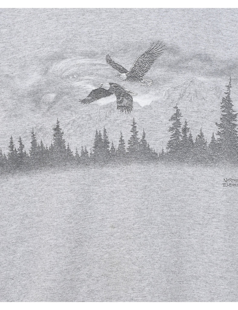 Scenic Grey Landscape Design Printed Sweatshirt - L