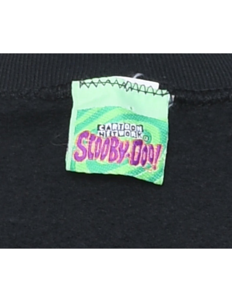 Scooby Doo Black Printed 1990s Cartoon Sweatshirt - XL