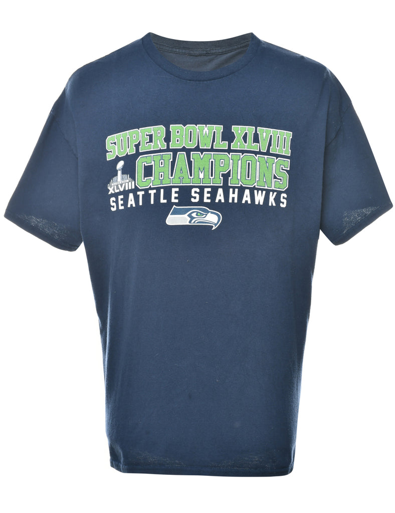 Seattle Seahawks Printed Navy T-shirt - XL