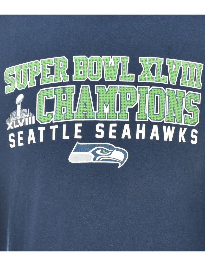 Seattle Seahawks Printed Navy T-shirt - XL