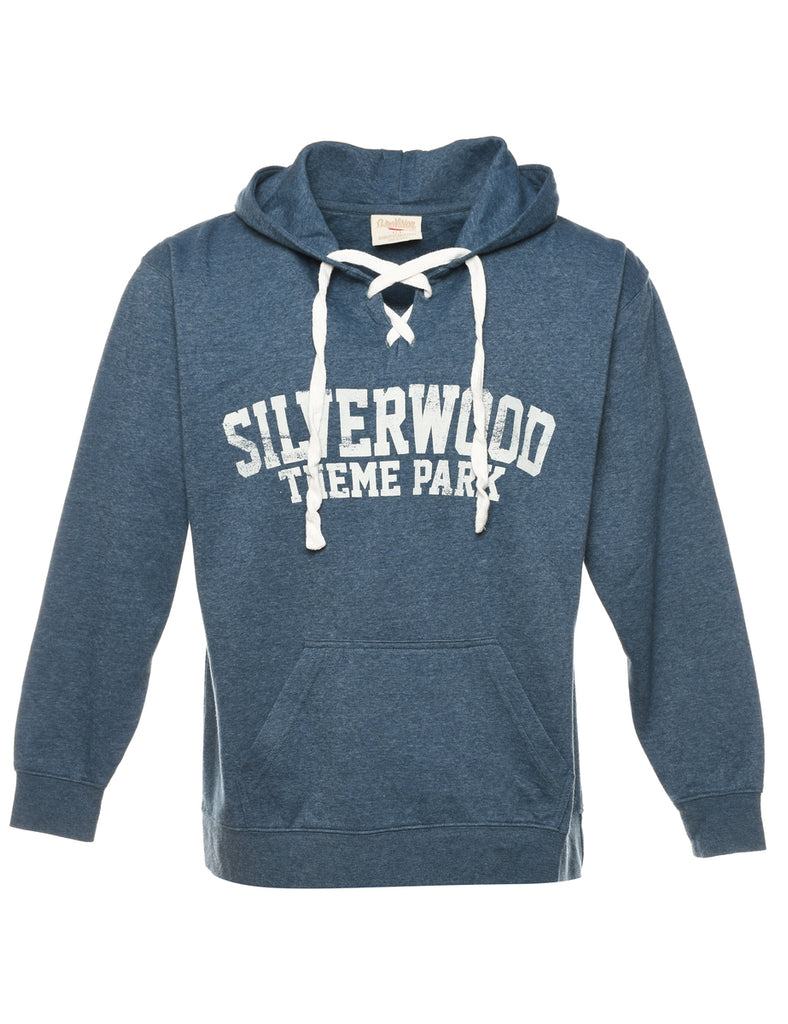 Silverwood Theme Park White & Blue Printed Hoodie - L