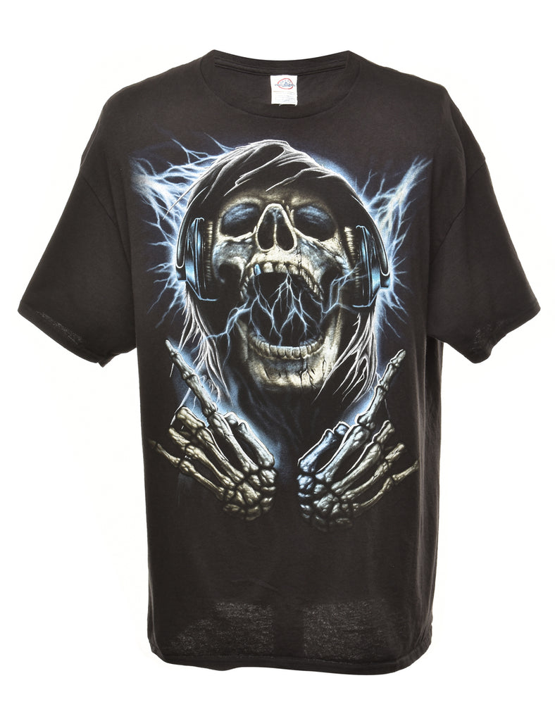 Skeleton Printed Y2K T-shirt - XL