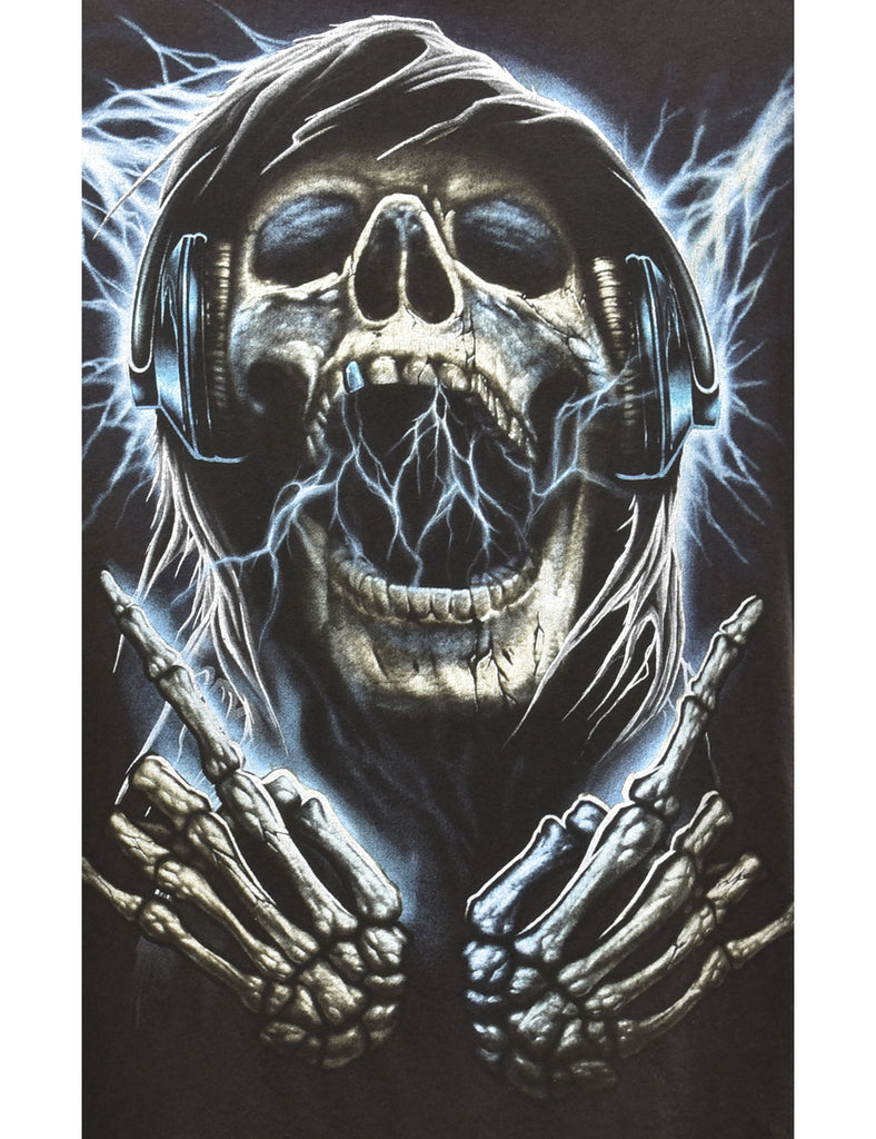 Skeleton Printed Y2K T-shirt - XL