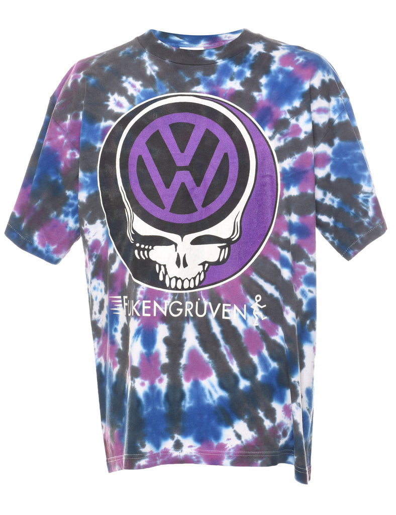 Skull Design Fukengrüven Tie Dye T-shirt - XL