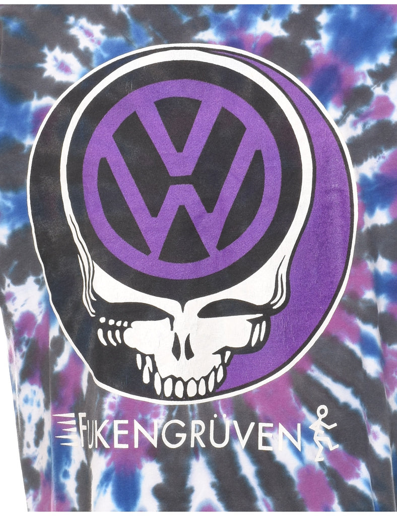 Skull Design Fukengrüven Tie Dye T-shirt - XL