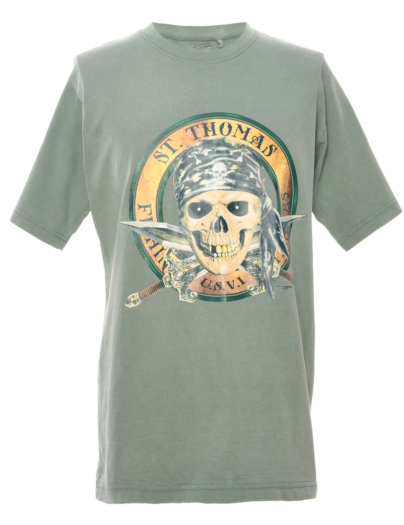 Skull Print Pirate T-Shirt  - M