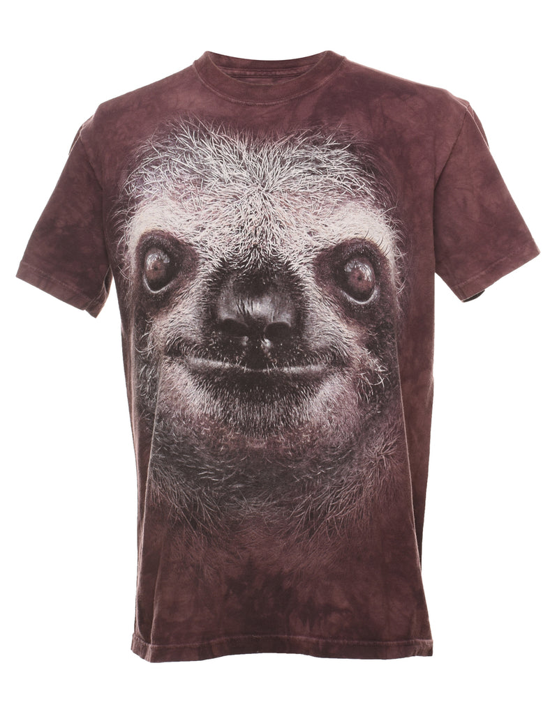 Sloth Design The Mountain Brown T-Shirt - M