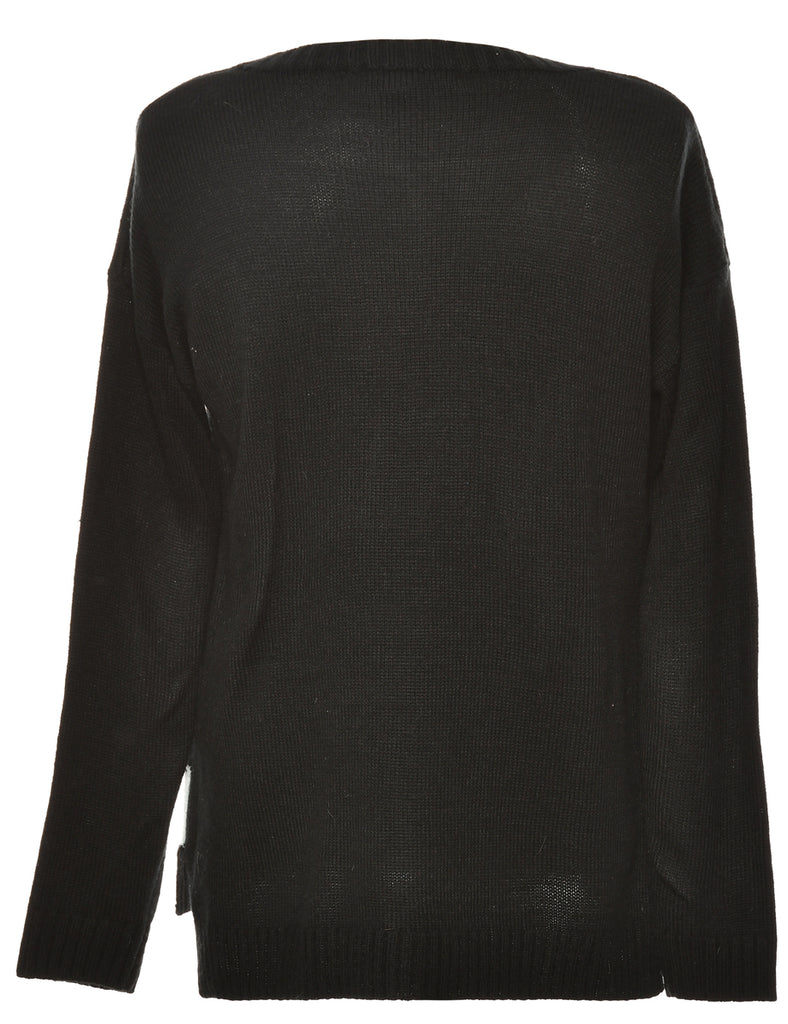 Snowman Black Classic Christmas Jumper - L