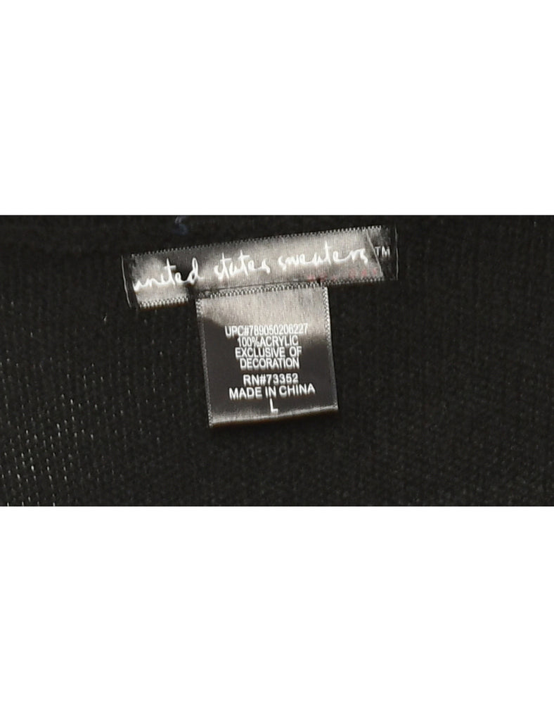 Snowman Black Classic Christmas Jumper - L