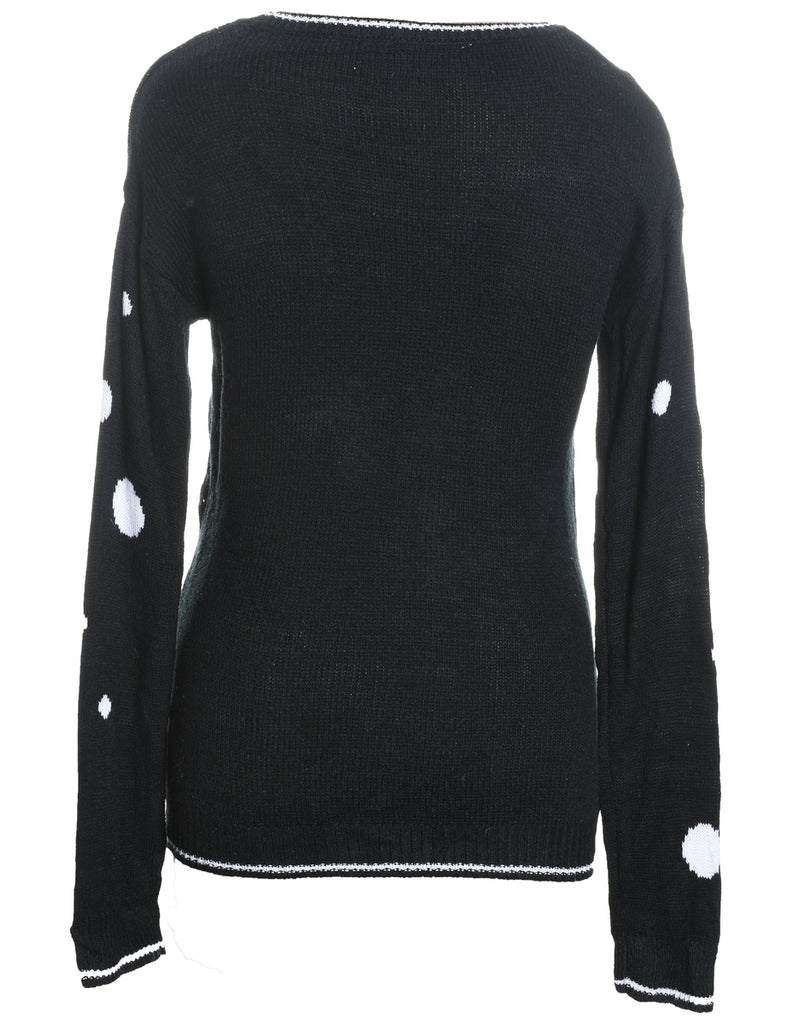 Snowman Design Black Christmas Jumper - M