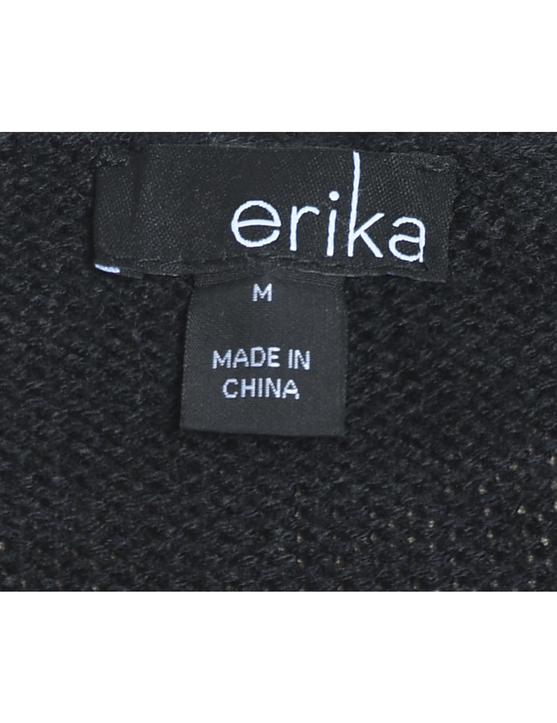 Snowman Design Black Knit Christmas Jumper - M