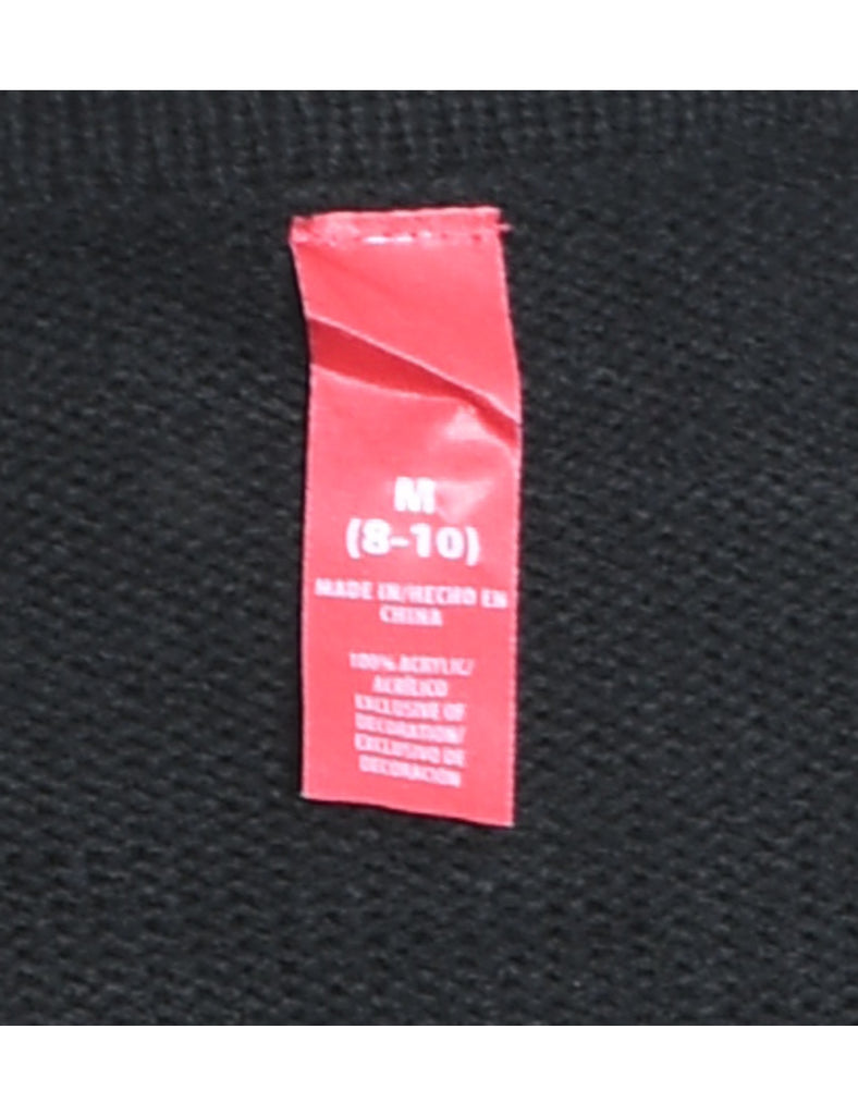 Snowman Design Black Knit Christmas Jumper - M