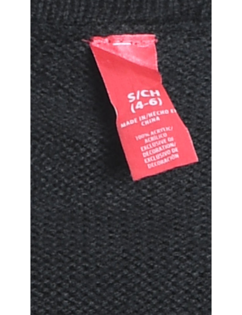 Snowman Design Black Knit Christmas Jumper - S