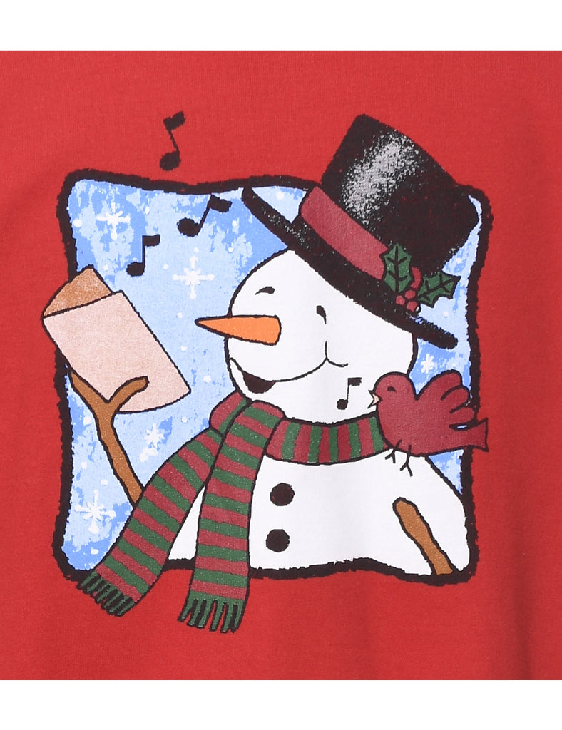 Snowman Design Christmas Sweatshirt - L