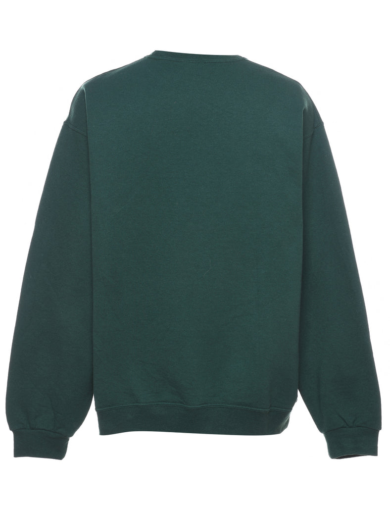 Snowman Design Dark Green & Red Christmas Sweatshirt - L