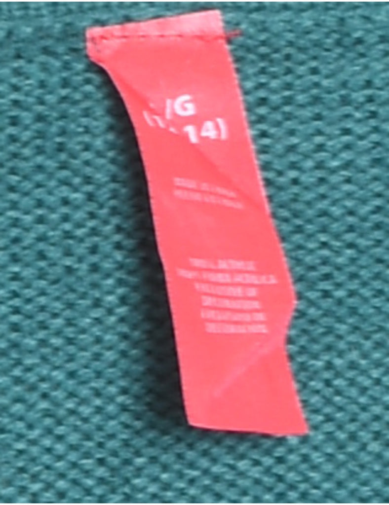 Snowman Design Green Knit Embroidered Christmas Jumper - L