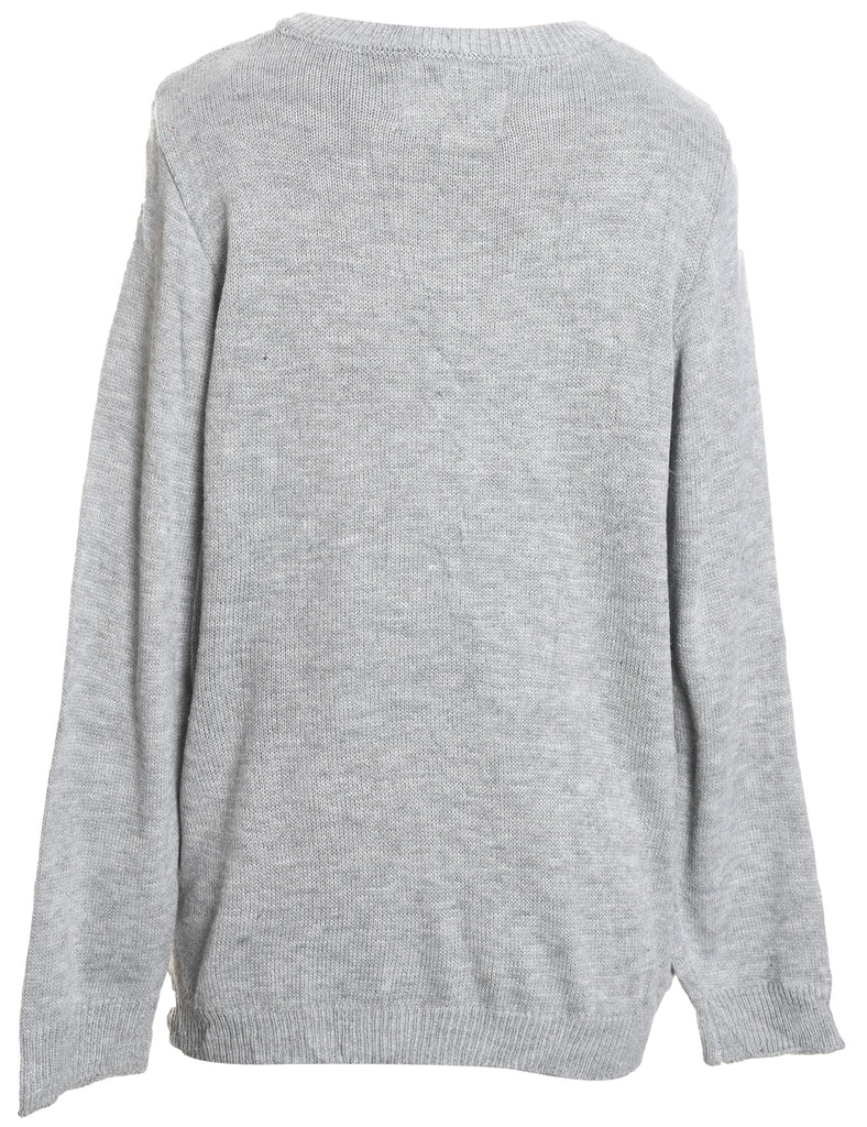 Snowman Design Grey Christmas Jumper - L