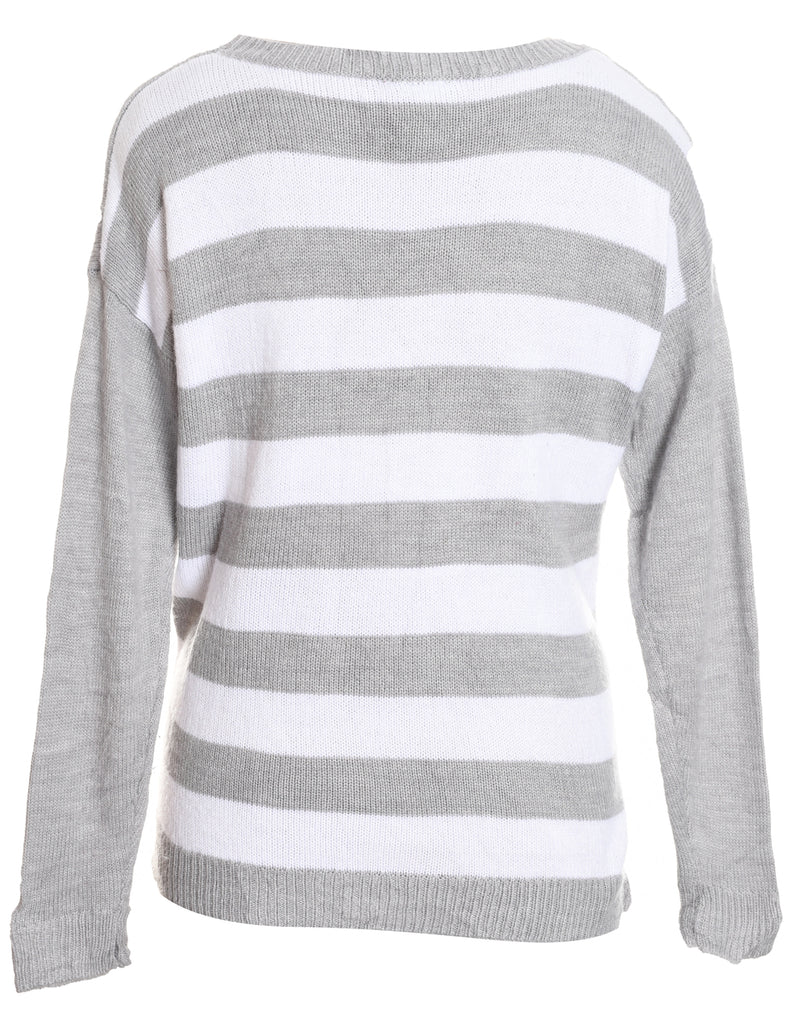 Snowman Design Light Grey, Red & White Christmas Jumper - L