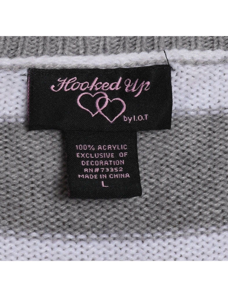 Snowman Design Light Grey, Red & White Christmas Jumper - L