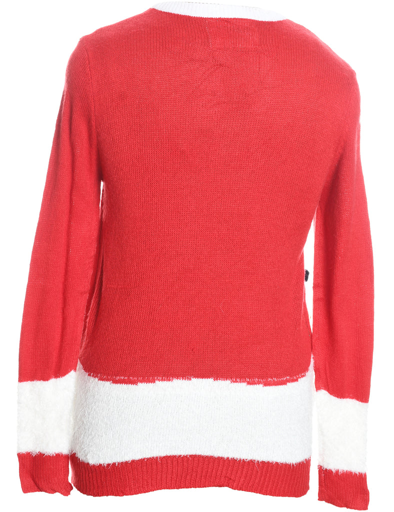 Snowman Design Red, Green & White Jumper - M