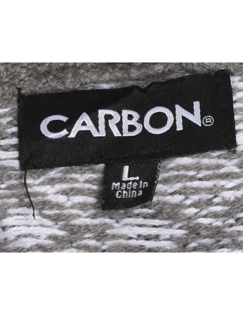 Snowman Design White & Grey Knit Christmas Jumper - L