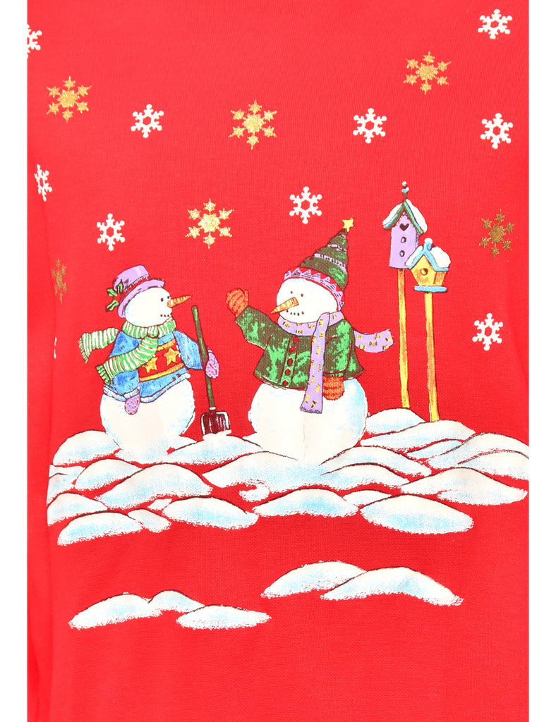Snowman Red Christmas Sweatshirt - S