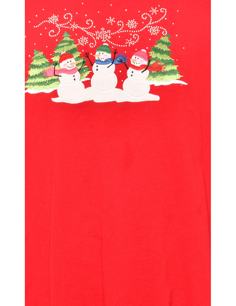 Snowman Red Christmas Sweatshirt - L
