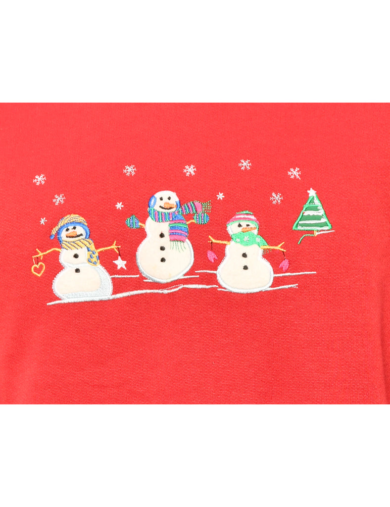 Snowman Red Christmas Sweatshirt - L