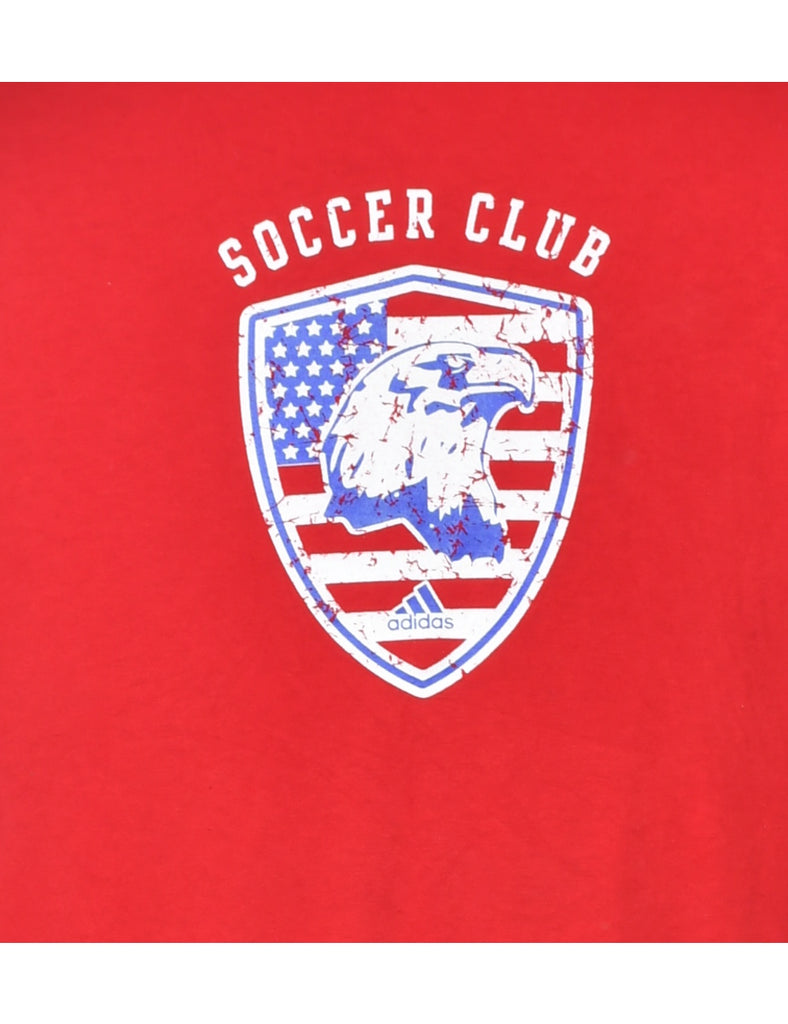 Soccer Club Red Printed T-shirt - L