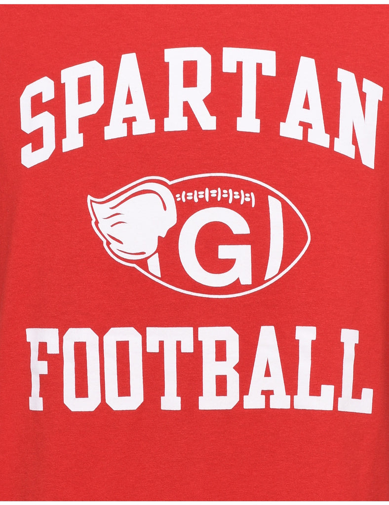 Spartan Red & White Printed T-shirt - XL