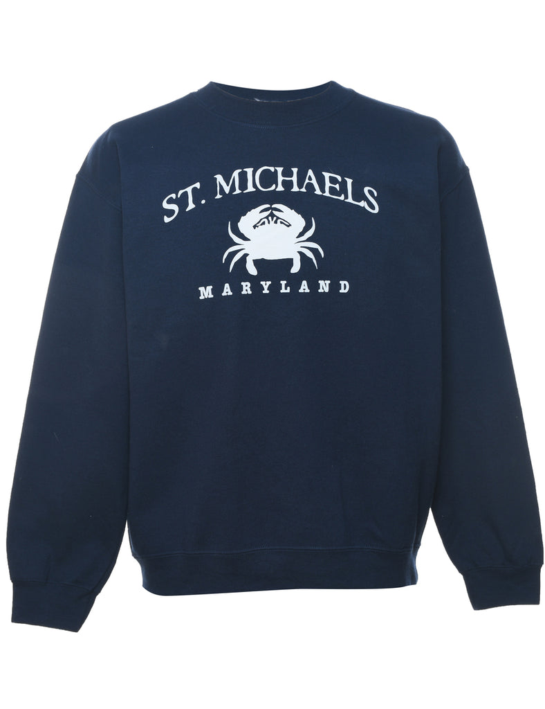 St.Michaels Maryland Printed Navy & White Sweatshirt - M
