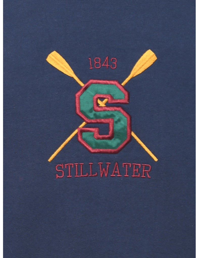 Still Water Navy Embroidered Sweatshirt - L