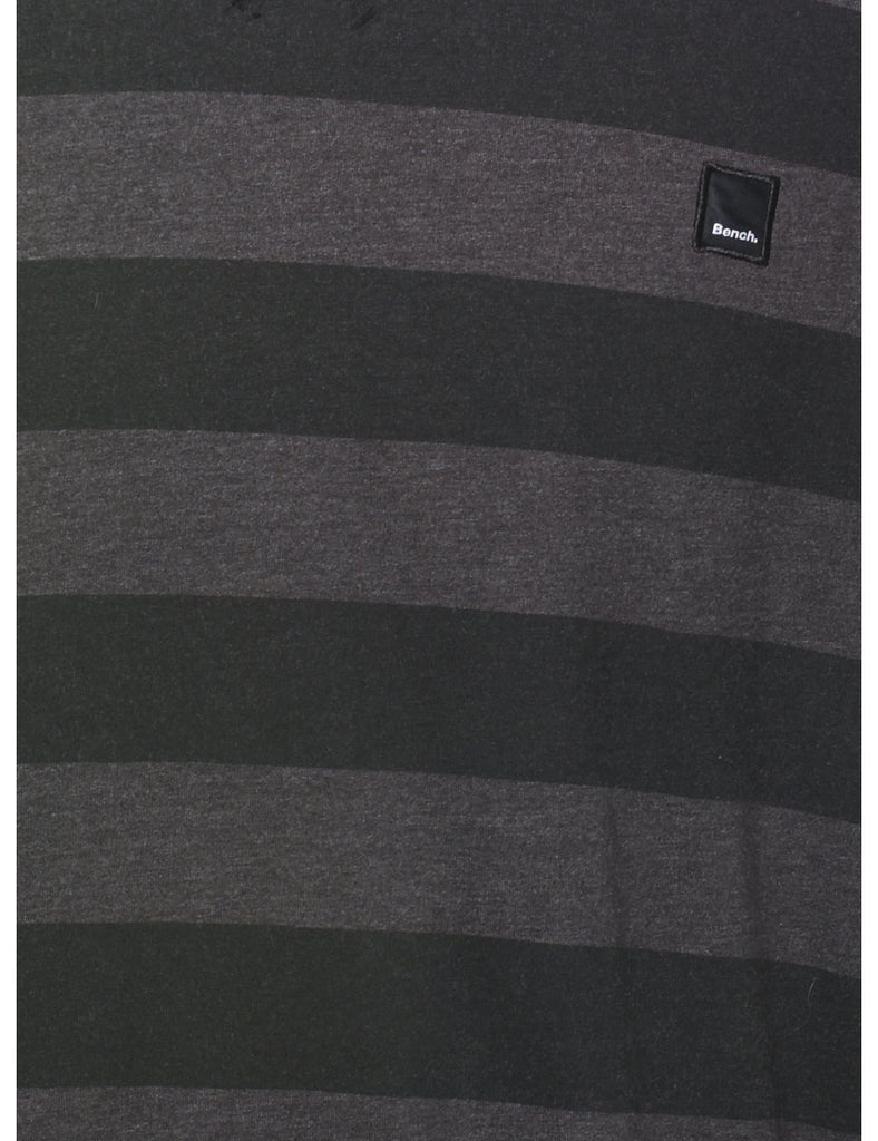 Striped Grey Round-Neck Sweatshirt - L