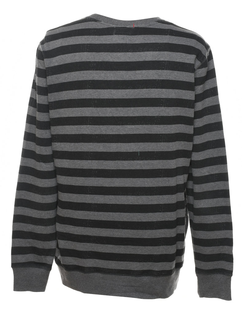 Striped Quicksilver Grey & Black Sweatshirt - L