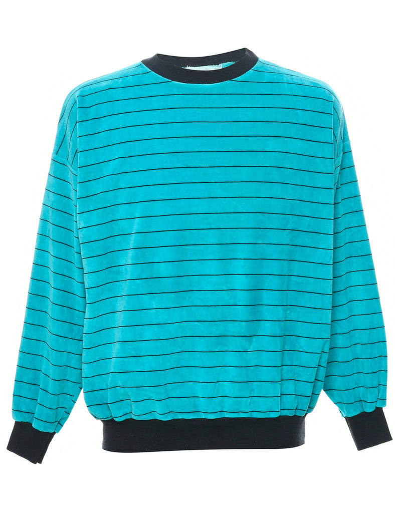 Striped Velvet Printed Sweatshirt - L