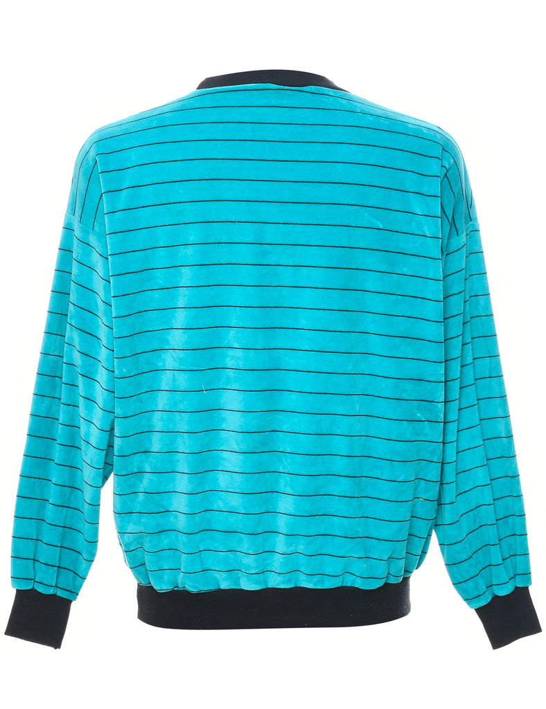 Striped Velvet Printed Sweatshirt - L