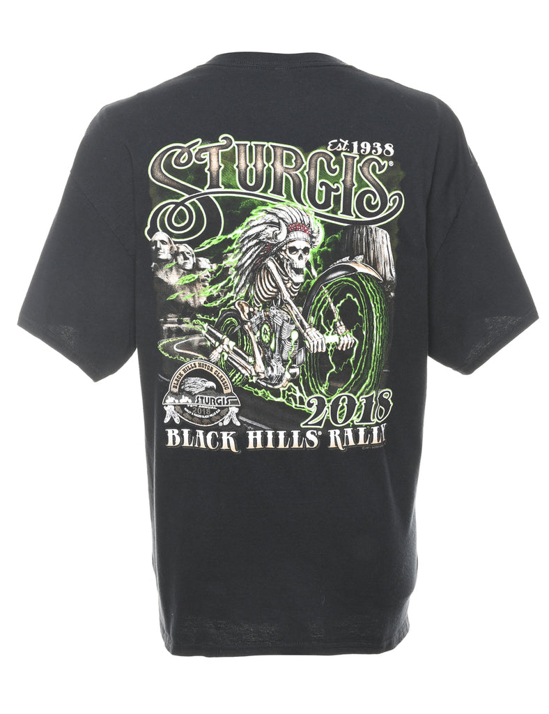 Sturgis Black Hills Rally Black & Green Printed T-shirt - XL