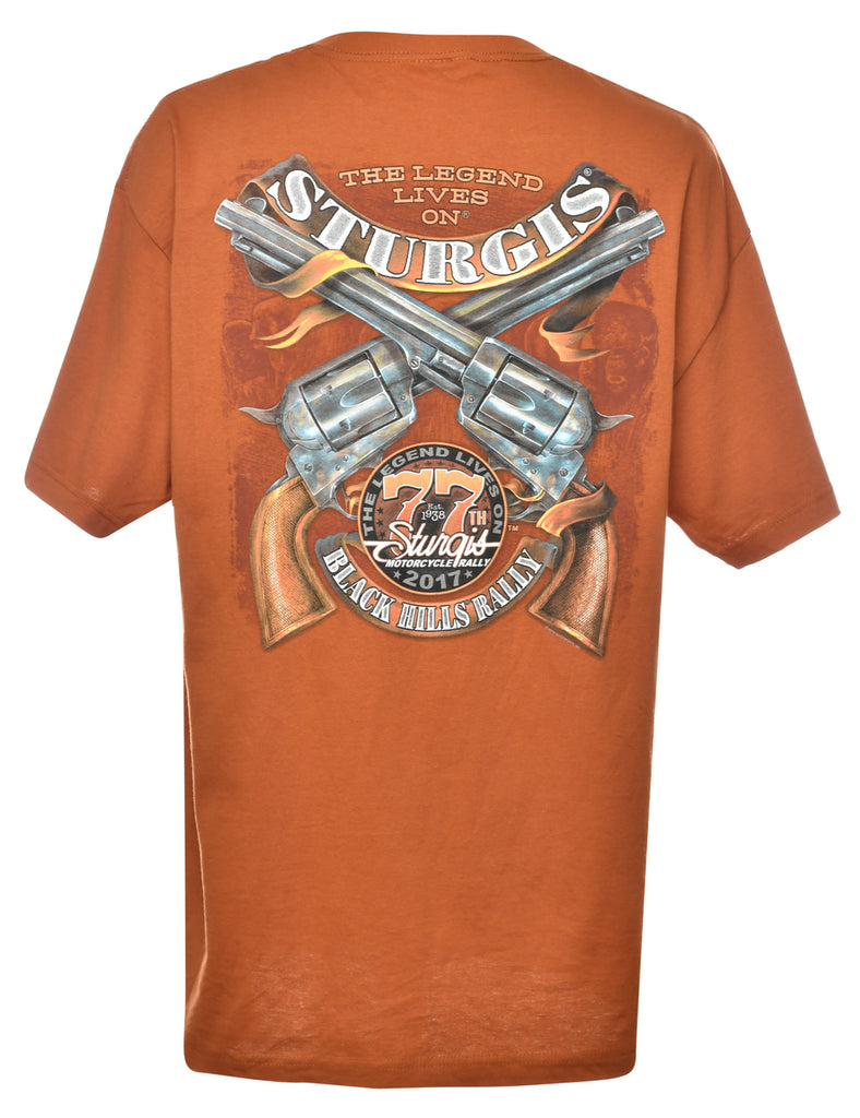 Sturgis Motorbike Rally Burnt Orange Printed T-shirt - XL