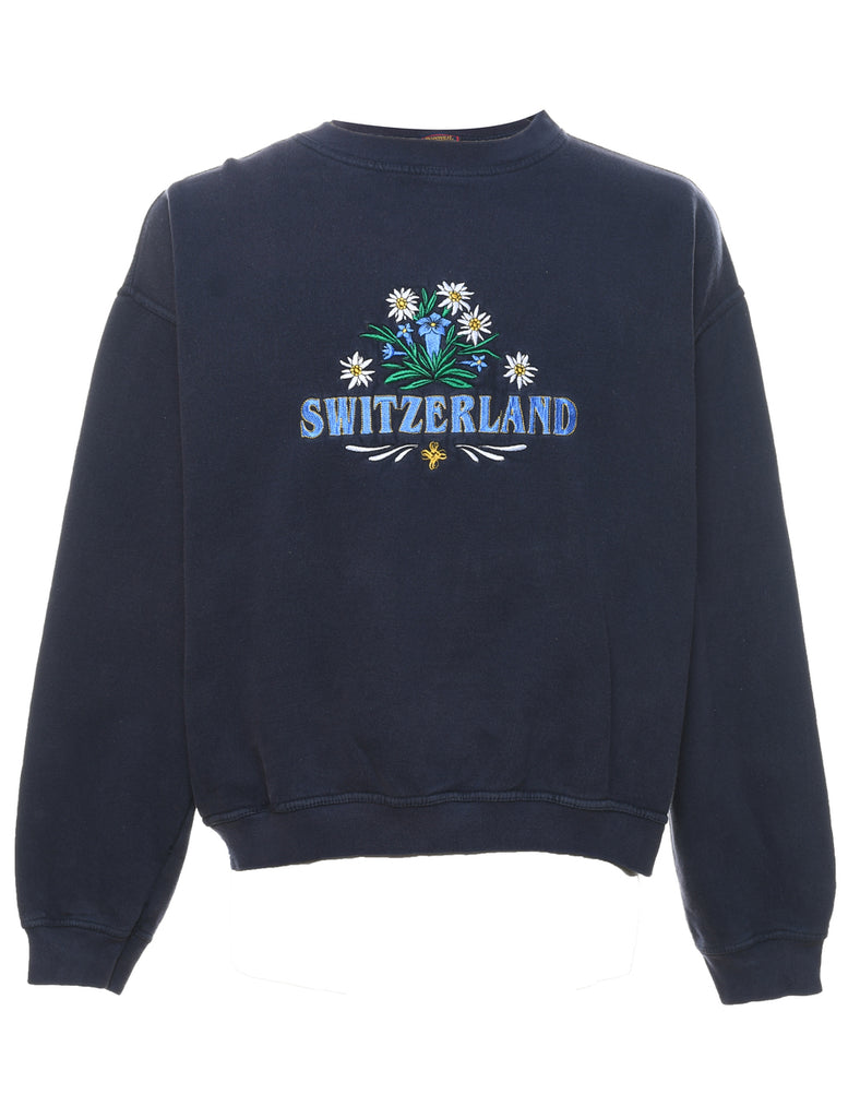 Switzerland Navy Embroidered Sweatshirt - XXL