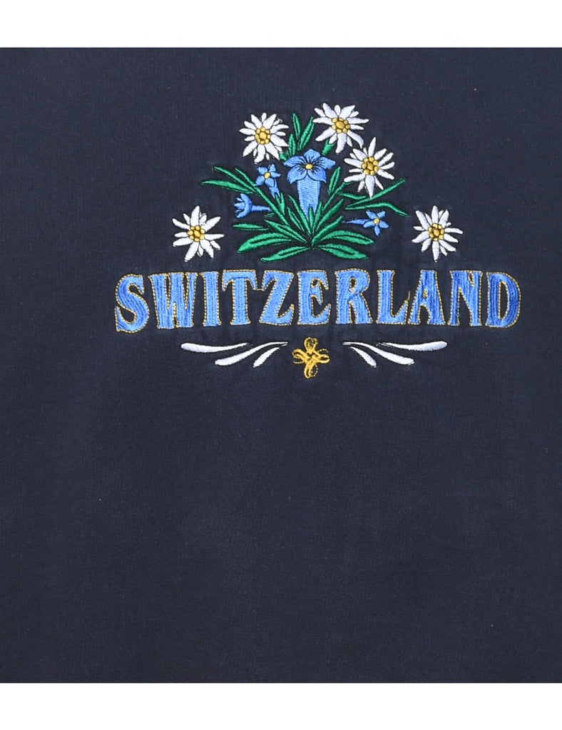 Switzerland Navy Embroidered Sweatshirt - XXL