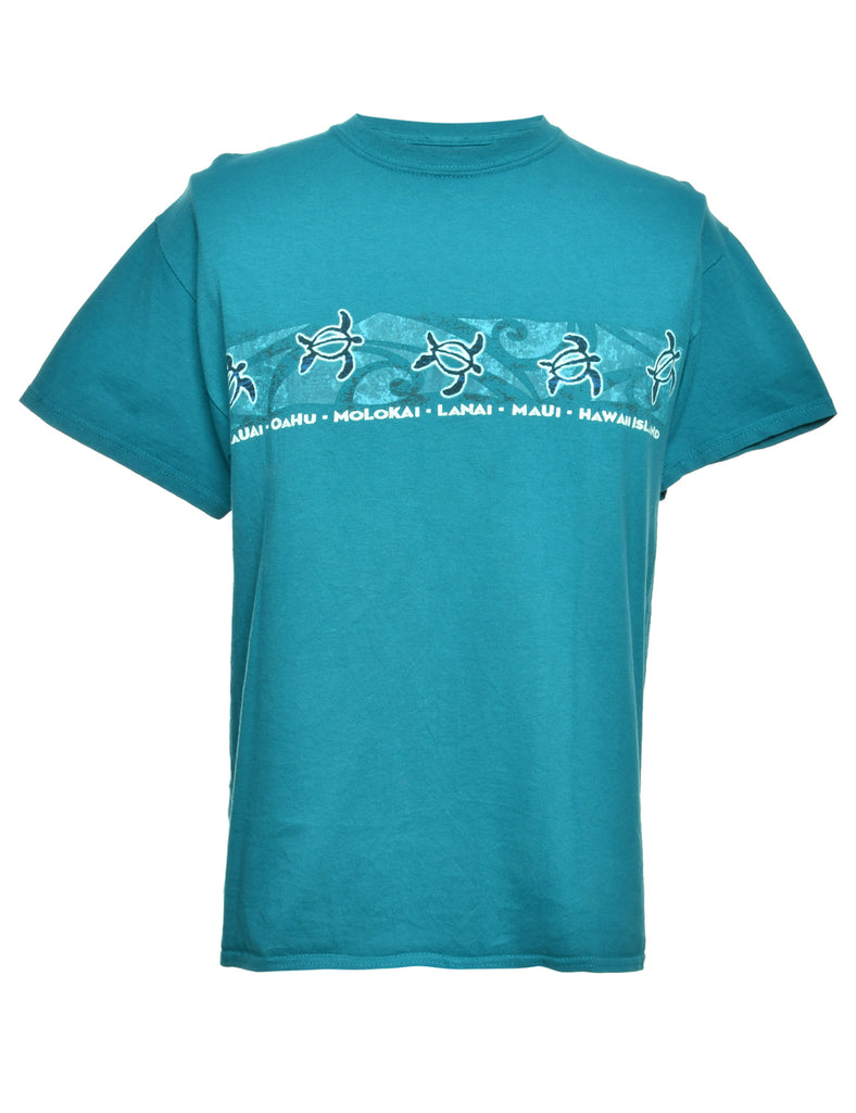 Teal Printed T-shirt - L