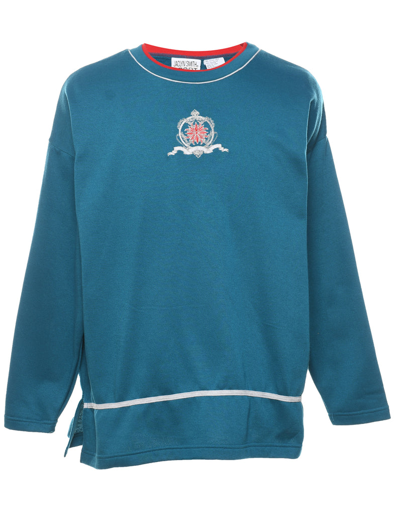 Teal & Red Printed Sweatshirt - XL