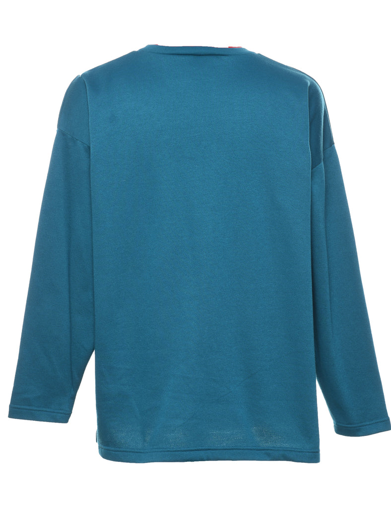 Teal & Red Printed Sweatshirt - XL