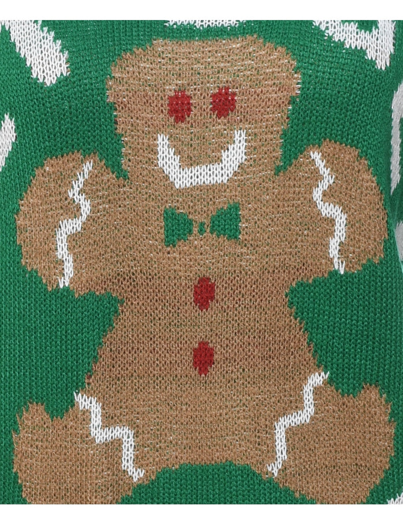 Teddy Bear Print Christmas Jumper - S