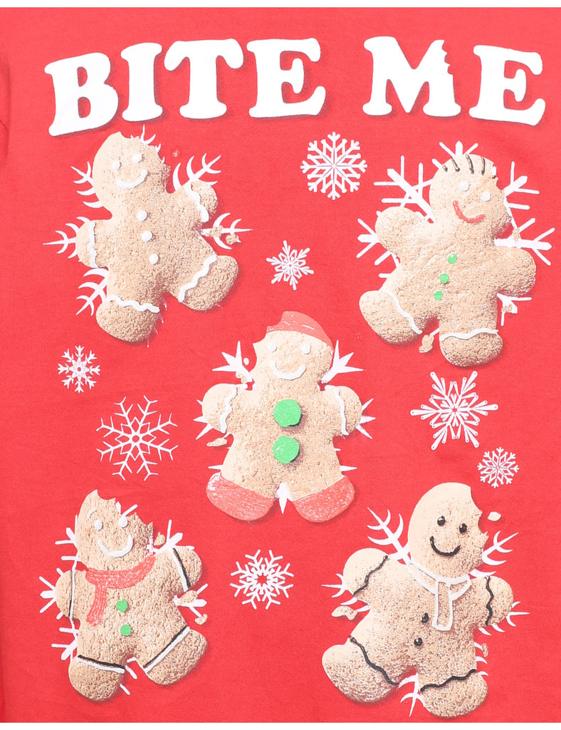 Teddy Bear Print Christmas Sweatshirt - L