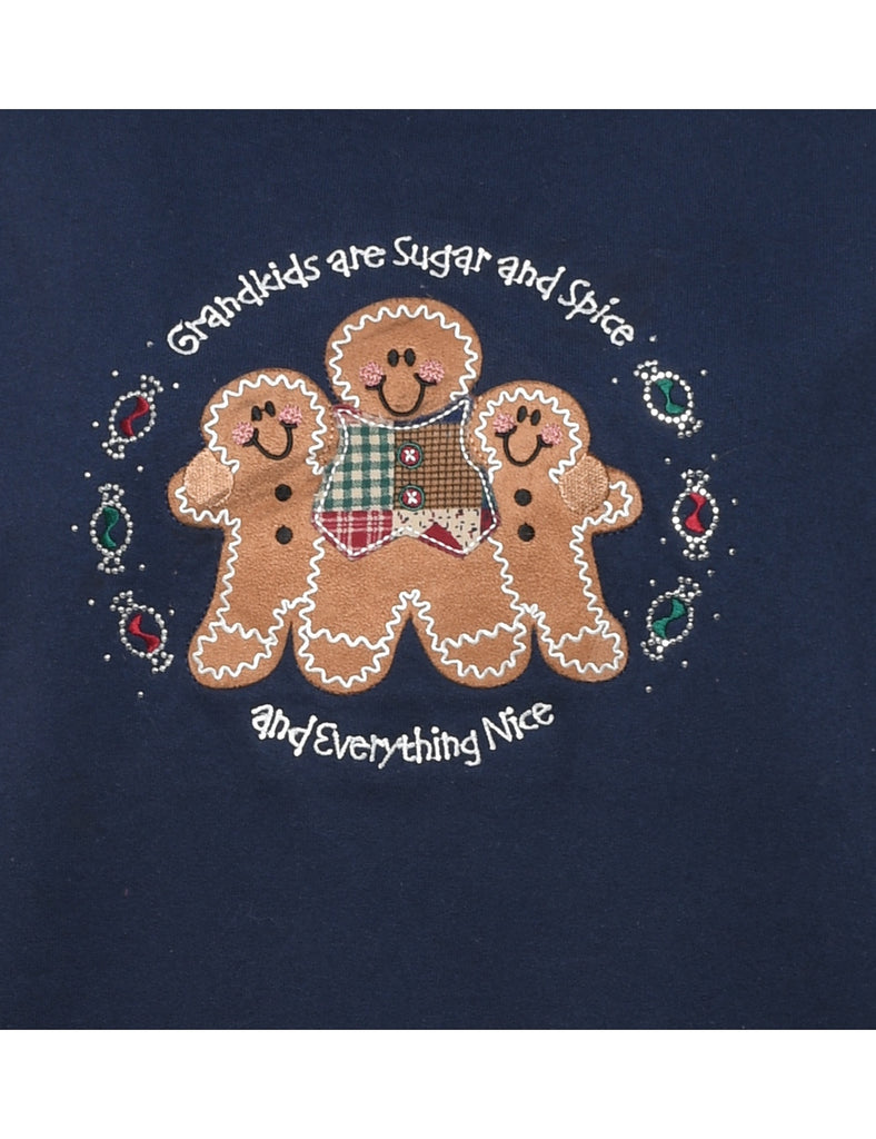 Teddy Bear Print Christmas Sweatshirt - L