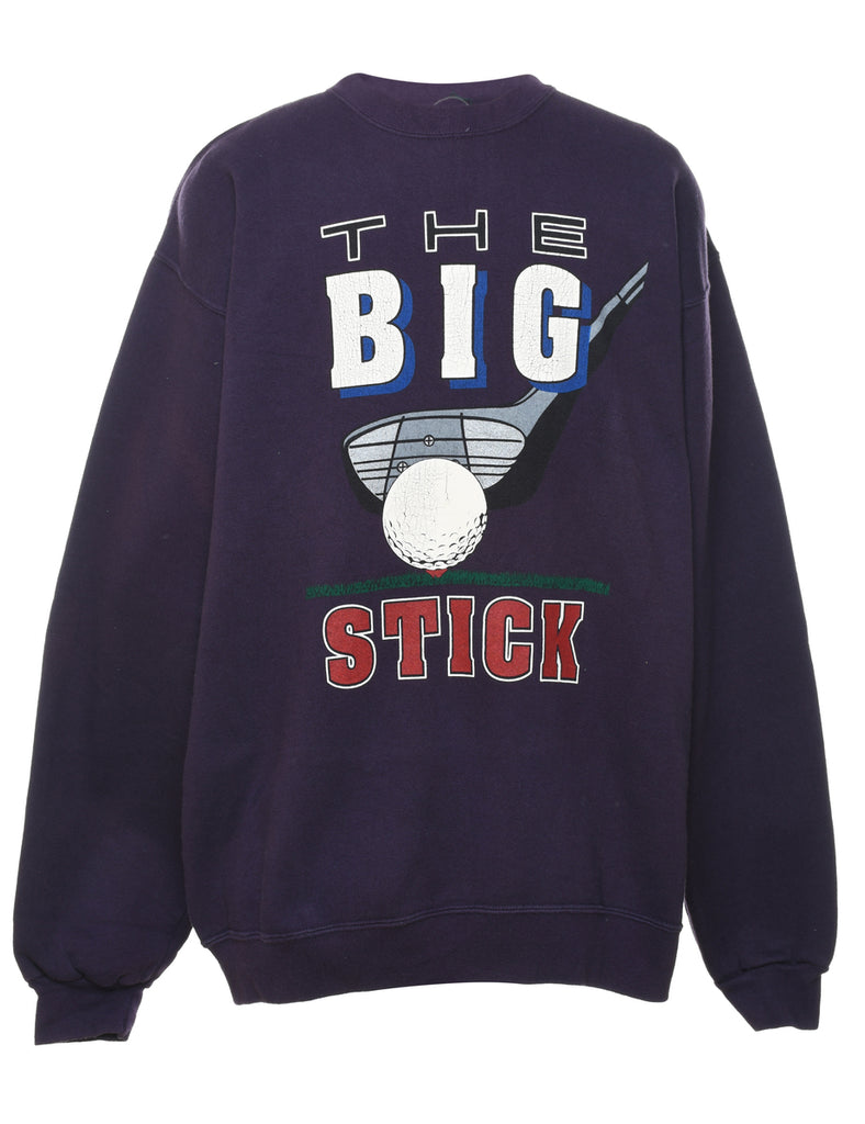 The Big Stick Purple Printed Round Neck Sweatshirt - L