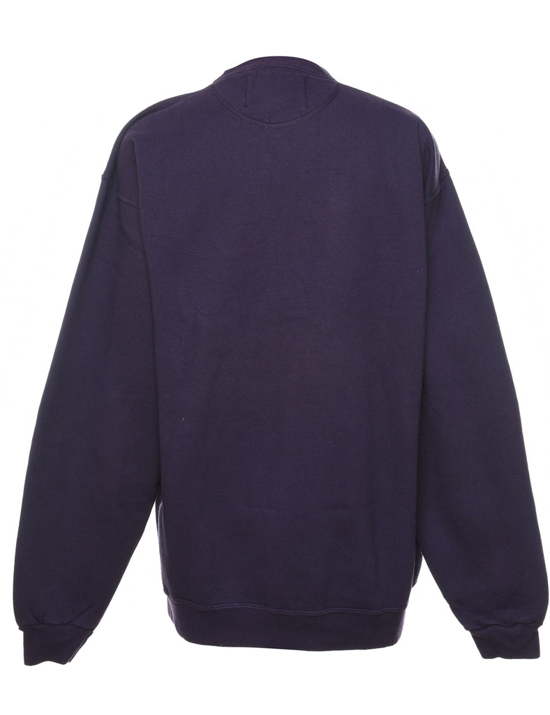 The Big Stick Purple Printed Round Neck Sweatshirt - L