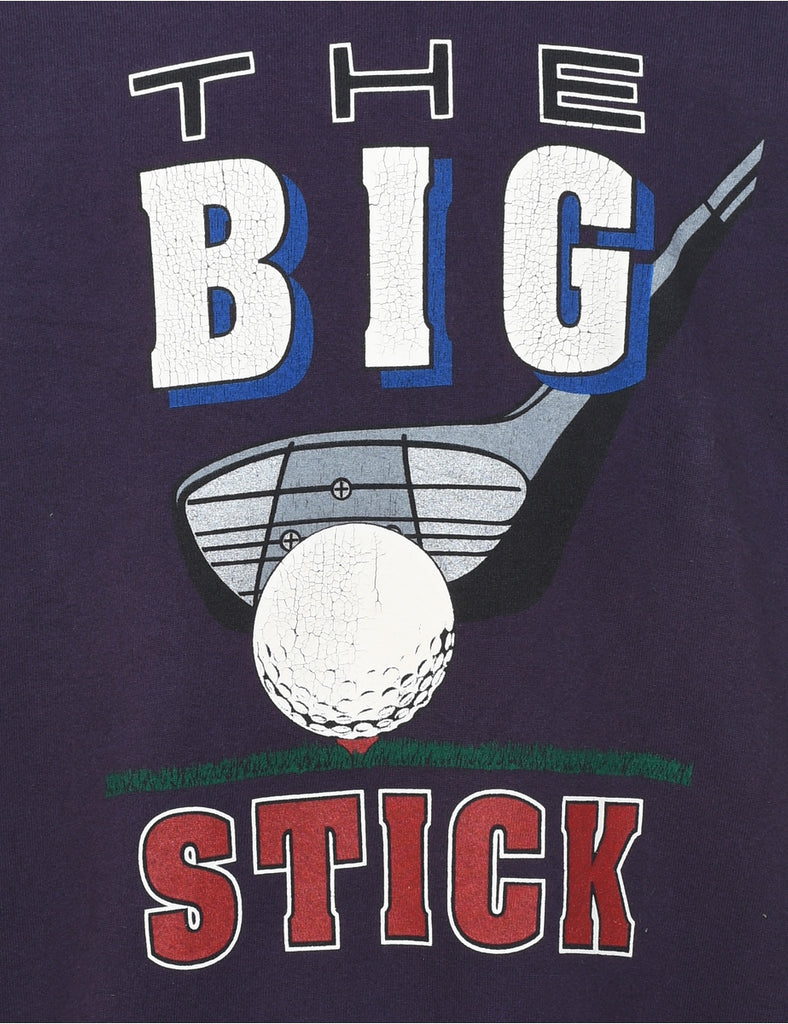 The Big Stick Purple Printed Round Neck Sweatshirt - L