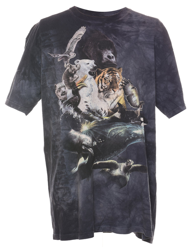 The Mountain Dark Grey Tie-Dye Design T-Shirt - XL